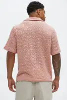 Bellvista Crochet Knitted Cuban Shirt(Pink,S)