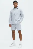 Subtle Stripe Button Up Shirt(Grey/combo,S)
