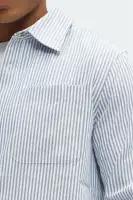 Subtle Stripe Button Up Shirt(Grey/combo,S)