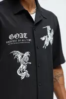 Knight And Gargoyle Full Button Shirt(Black,S)