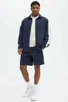 Crinkle Texture Taped Button Up(Navy,S)