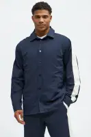 Crinkle Texture Taped Button Up