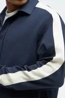 Crinkle Texture Taped Button Up(Navy,S)