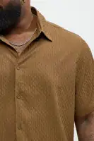 Mounce Textured Button Up Shirt(Brown,S)