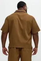 Mounce Textured Button Up Shirt(Brown,S)