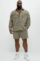 Jacquard Checker Relaxed Shirt(Taupe/combo,S)