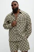 Jacquard Checker Relaxed Shirt(Taupe/combo,S)