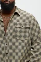 Jacquard Checker Relaxed Shirt(Taupe/combo,S)