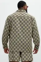 Jacquard Checker Relaxed Shirt(Taupe/combo,S)