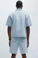 Colin True Denim Button Up Shirt(Light Blue Wash,S)