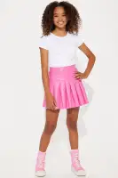 Mini Camila Pleated Faux Leather Skirt