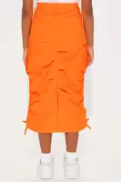 Mini Nylon Cargo Maxi Skirt(Orange,4)