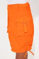 Mini Nylon Mini Cargo Skirt(Orange,4)