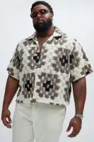 Gaston Jacquard Cropped Shirt(Brown/combo,S)