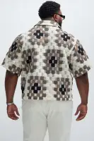 Gaston Jacquard Cropped Shirt(Brown/combo,S)