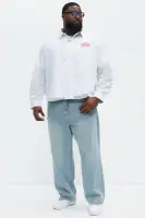 Cropped Saints And Sinners Long Sleeve Button Up(White,S)