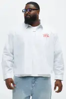 Cropped Saints And Sinners Long Sleeve Button Up(White,S)
