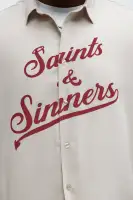 Saints And Sinners Full Button Shirt(Tan,S)