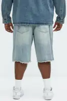 Back To It Distressed Baggy Denim Shorts(Light Blue Wash,30)