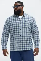 E-Z Plaid Long Sleeve Button Up(Blue/combo,S)