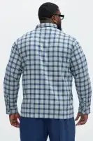 E-Z Plaid Long Sleeve Button Up(Blue/combo,S)