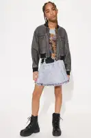 Mini Erin Pleated Denim Skirt