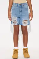 Mini Found A Way Ripped Denim Shorts(Medium Wash,4)