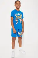 Mini Sonic Embroidered Short Set(Royal,4/5)