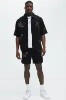 Berries And Bloom Embroidered Shirt(Black,S)