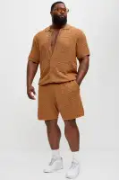 Waterfall Texture Open Knit Shirt(Brown,S)