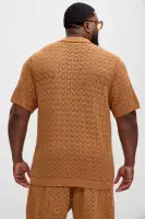 Waterfall Texture Open Knit Shirt(Brown,S)