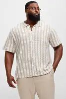 Wavy Stripe Knitted Shirt(Grey/combo,S)