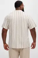 Wavy Stripe Knitted Shirt(Grey/combo,S)