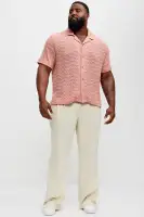 Bellvista Crochet Knitted Cuban Shirt(Pink,S)