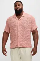 Bellvista Crochet Knitted Cuban Shirt(Pink,S)