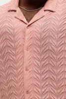Bellvista Crochet Knitted Cuban Shirt(Pink,S)