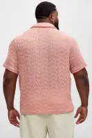 Bellvista Crochet Knitted Cuban Shirt(Pink,S)