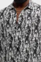 Grunge Jacquard Button Up Shirt(Black/combo,S)