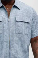 FALLON JACQUARD ZIP SHIRT(Blue,S)