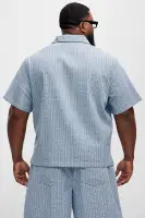 FALLON JACQUARD ZIP SHIRT(Blue,S)