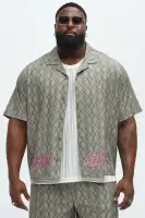 Cielo Embroidered Short Sleeve Cuban Collar Shirt
