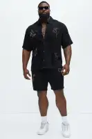 Berries And Bloom Embroidered Shirt(Black,S)
