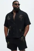 Berries And Bloom Embroidered Shirt(Black,S)