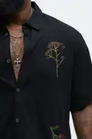 Berries And Bloom Embroidered Shirt(Black,S)