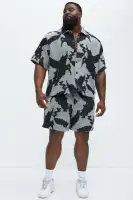 Inkblot Button Up Shirt(Black/combo,S)