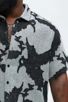 Inkblot Button Up Shirt(Black/combo,S)