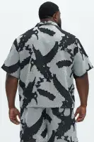 Inkblot Button Up Shirt(Black/combo,S)