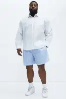 Seersucker Long Sleeve Button Up Shirt(White,S)