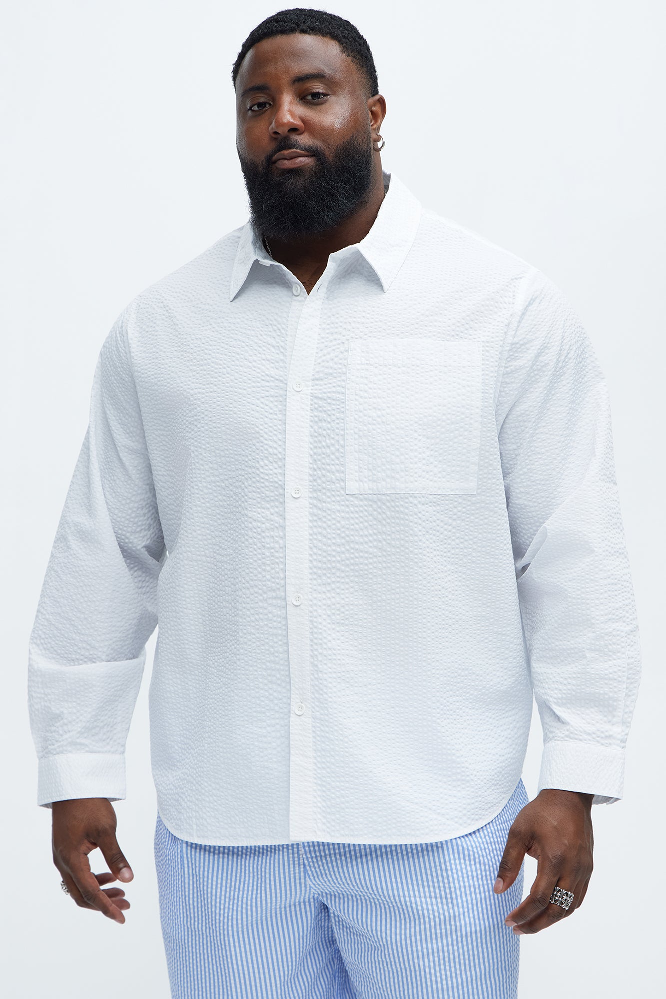 Seersucker Long Sleeve Button Up Shirt