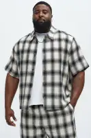 Plaid Waffle Texture Button Up Shirt